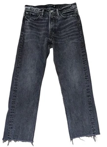 Jeans dritti Abercrombie & Fitch vintage anni 90 taglia 28 orlo grezzo ritagliato nero - Foto 1 di 10