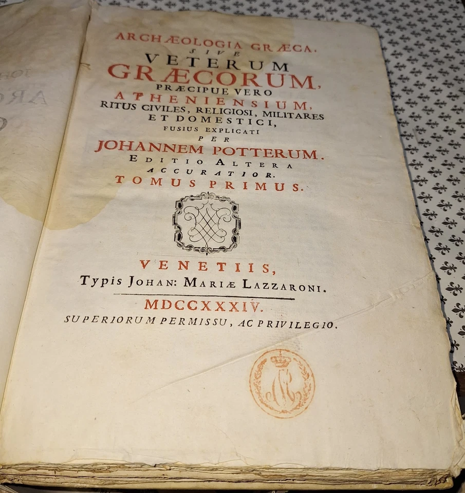 Archeologia Greca E Greci Antichi .JOHN POTTER .1734 - Immagine 1 di 4