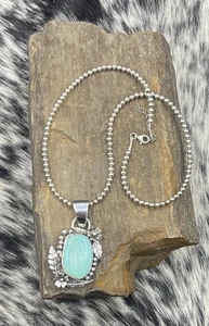 Handmade Sterling Silver Western Turquoise Large Pendant Stackable Necklace #B1 - Picture 1 of 24