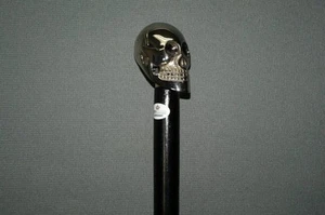 Bastón de madera espiral calavera vintage bastón cabeza latón mango con 2 pliegues - Imagen 1 de 8