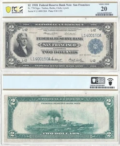 1918 $2 Federal Reserve Bank Note Fr-778 PCGS VF-20 - Picture 1 of 3