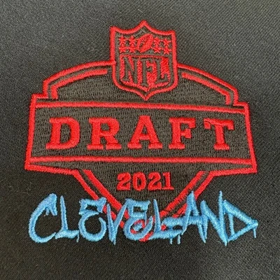 NFL Draft 2021 Cleveland Embroidered Black Fleece Blanket 50"x60" NEW - Image 1 of 4