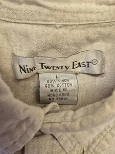 Camisa De Colección Nine Twenty East Para Hombre Grande Beige Bolsillo Abotonada Lino  - Imagen 1 de 11