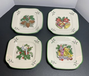 4x Spode World of Christmas Decating the Tree 5-1/2" Canapé Teller - Bild 1 von 5