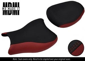 FITS SUZUKI GSX 1300 HAYABUSA 08-20 CUSTOM GRIP VINYL SEAT COVER SET BLACK D RED - Picture 1 of 5