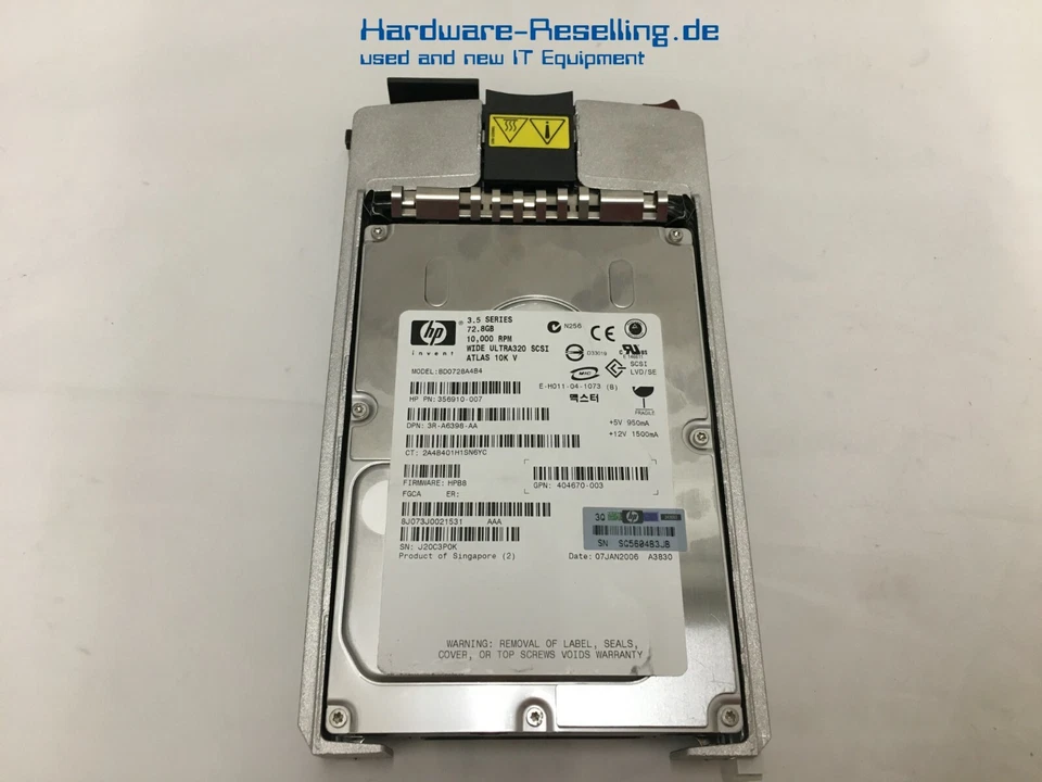 Seagate Cheetah SCSI 3,5 " 72GB 15KRPM 8MB 3Gb/S BD0728A4B4 356910-007 - Immagine 1 di 1