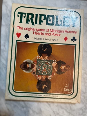 Vintage Tripoley 1969 Board Game Deluxe Edition #111 Cadaco Mat & Box USA - Image 1 of 2