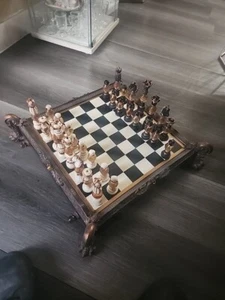 Chess Set Board With Drawers (Missing One Piece, And One Piece Broken) - Picture 1 of 5