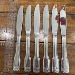 CAMBRIDGE SHELL Pattern STAINLESS FLATWARE 6 DINNER KNIVES - Picture 1 of 8