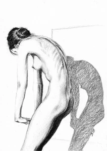Original graphite pencils drawing study of woman dancing ballet #132 - Picture 1 of 3