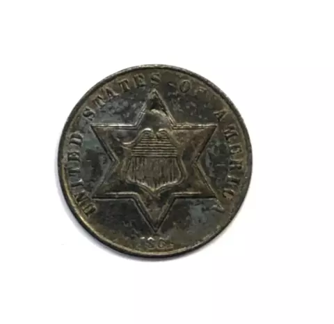 1861 Type 3 Three Cent Silver Piece Trime 3c XF Condition Natural Toning Cover