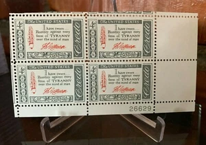 1960 #1141 Thomas Jefferson American Credo 4 centavos sello franqueo de Estados Unidos bloque de 4 - Imagen 1 de 2