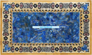 48''x32'' Marble Dining Coffee Blue Lapis Malachite Table Top Semi Stone Inlay - Picture 1 of 4