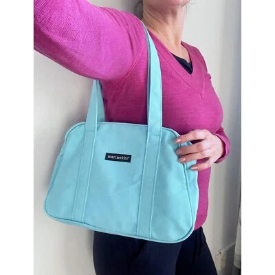 Bolso de Hombro MARIMEKKO Vintage de Lona, Azul Claro Pequeño Bolso de Mano Foto 1 de 4