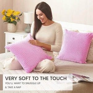 HIGH QUALITY-Cushion Covers 4 Pack –50x50cm Pink Premium Fluffy Fiber - Picture 1 of 5