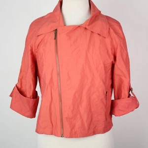 CAbi Womens Medium Salmon Scooter Cropped Moto Jacket - Picture 1 of 4