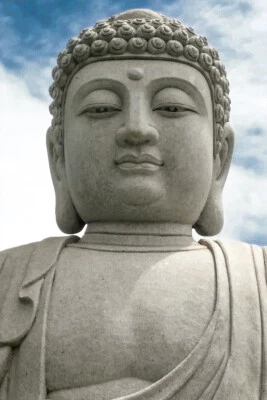 Buddha Statue Under White Clouds Art Wall Decor - POSTER 20x30 - Image 1 of 4