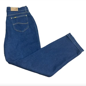 Vintage Lee Jeans Straight Leg 18 Petite ACTUAL 32 X 30 Dark Wash Mom High Rise - Picture 1 of 16