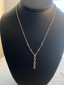 Orissa Rhodolite Garnet Platinum over Sterling Princess Y-drop Necklace 18-20" - Picture 1 of 17