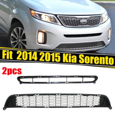 For 2014-2015 Kia Sorento Front Bumper Black Lower Grille &Center Grill 2PCS - Image 1 of 4