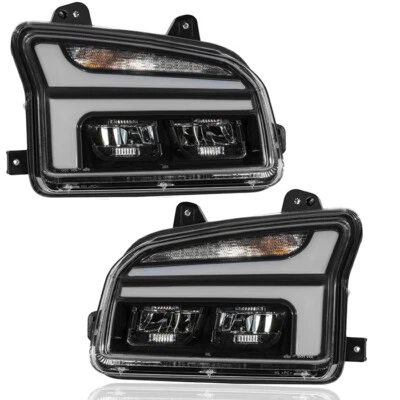 Full LED Black Headlamp Assembly (Left & Right) Fit For 2014-up Kenworth T880 - Image 1 of 4