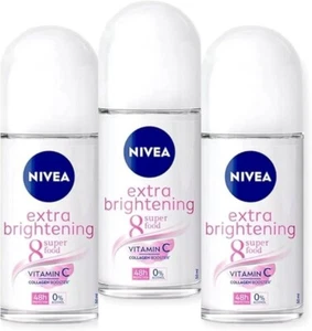 Nivea Extra Brightening 8 Super ,Roll on Deodorant, Size 50 ml, 1.69 Oz 3 Pack - Picture 1 of 4