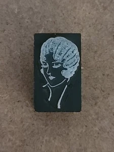 Bloque estampado tipográfico años 20 cabeza de dama peinado vintage aleta metal grabado corte - Imagen 1 de 11