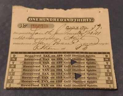 Tobacco Tax Recipes Revenue 1872 - Image 1 of 3