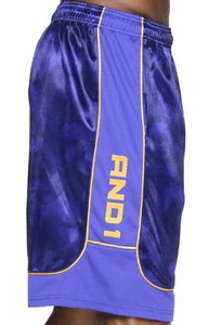 AND1 Mens Basketball Gym Court Workout Shorts Spectrum Blue (Purple Gold) - Picture 1 of 10