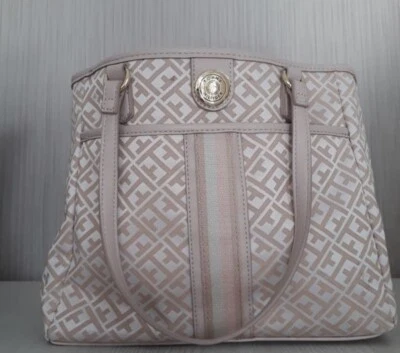 Vintage Pastel Tommy Hilfiger HandBag Purse Blush Pink Peach Gold Logo Hardware - Image 1 of 4