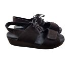 Wolky Womens Wedge Sandals 40 9 Us Black Nubuck Lace Up Slingback Comfort
