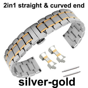 Curved Stainless Steel Metal Watch Band Strap Clasp Solid For Samsung12-24mm