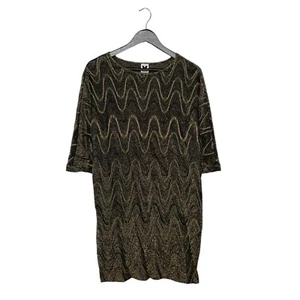 M Missoni Gold Wave Print Lurex Oversized Mini Dress Size S Black - Picture 1 of 6