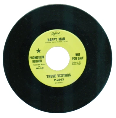 THESE VIZITORS  45 RPM Promo Record  HAPPY MAN / FOR MARY'S SAKE Psych Rock MINT - Image 1 of 2