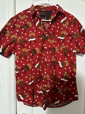 Denim & Flower Ricky Singh Shirt Boy's Large Mex42 Christmas Reindeer Button Up - Image 1 of 4