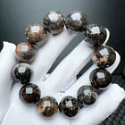 19mm Natural Black Jade Coral Quartz Round Gemstone Beads Bracelet AAA