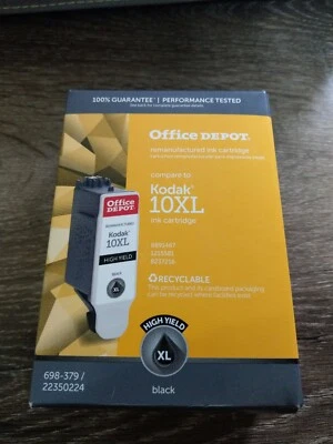 Cartucho negro de tinta para impresora Kodak marca Office Depot 10XL. NUEVO Alto Rendimiento  Foto 1 de 4