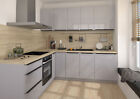 L-Form Küchenzeile ESSEN mit Arbeitsplatte 230x230cm grau Acryl Hochglanz REJS V