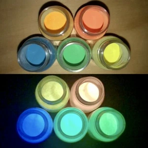 Colorful, Glow-in-the-Dark Powder, 10g, Neon (orange, blue, yellow-green, golden - Picture 1 of 7