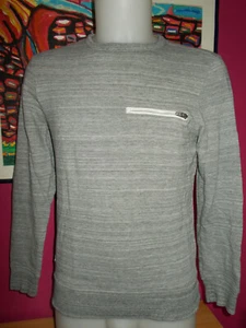 Pull  coton sweat gris col rond VOLCOM S/48/P  poche zip poitrine - Picture 1 of 6