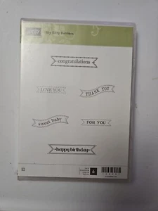 Stampin Up Stamp Set of 6 Itty Bitty Banners Cling Rubber 126257  - Picture 1 of 3