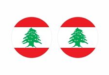 2x Sticker Round Roundel Flag Lebanon