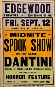 Dantini Midnite Spook Show Master of Horror Graveyard Revue WC Poster Baltimore - Picture 1 of 15