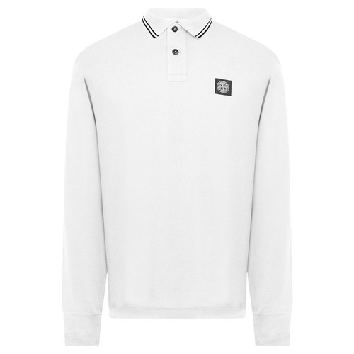 Polo Stone Island Stone 25SS slim fit manica lunga bianca V1001 129110847