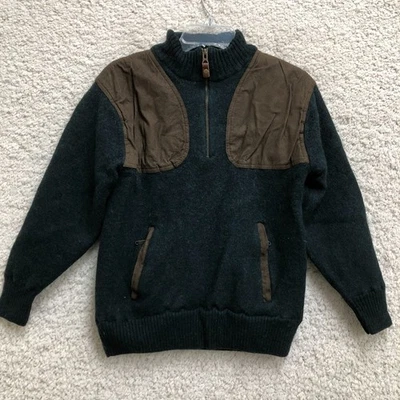 Suéter Orvis Mediano Adulto Verde 1/4 Cremallera Lana Tejido Pullover Parche en el Codo Para Hombres M Foto 1 de 4