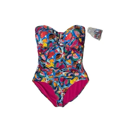 Traje de baño de una pieza con patrón floral multicolor Anne Cole Amalfi Coast talla 14 Foto 1 de 4