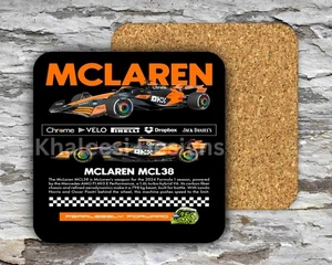 Exclusive Formula 1 MCLAREN MCL38  Racing Team  Hardboard MDF Square Coasters - Picture 1 of 4