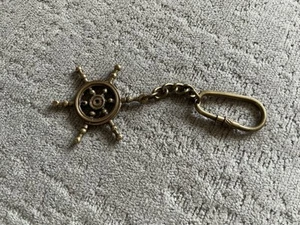 NAUTICAL GOLD HELM BRASS METAL SEA SHIP WHEEL KEYRING - Picture 1 of 1