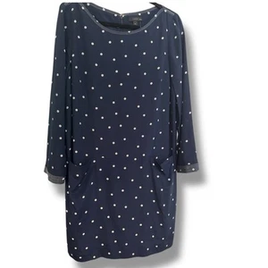 J CREW $168 SILK SHIFT DRESS IN POLKA DOT NAVY WHITE NWT Size 16 - Picture 1 of 5