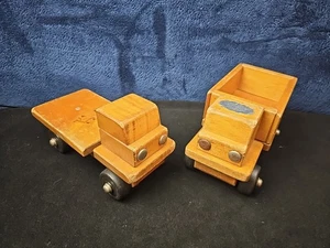 Vintage Community Wooden Truck Rifton NY 2 Pieces Flat Bed Dump Trucks - Picture 1 of 8